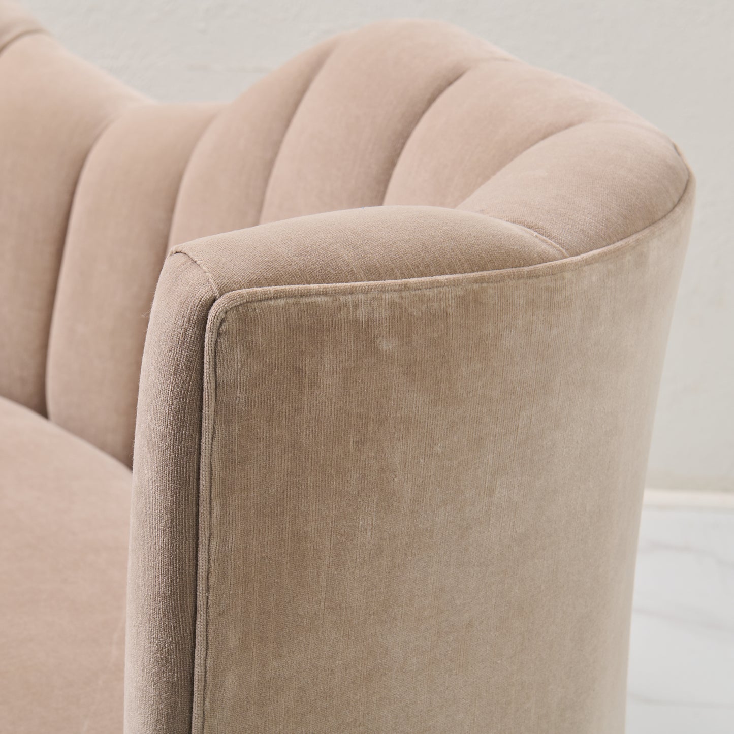 72" L Curved Loveseat Channeled Banquette