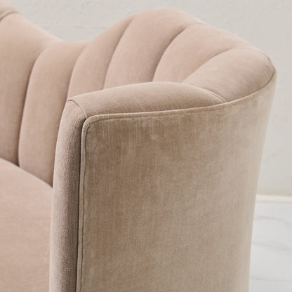 72" L Curved Loveseat Channeled Banquette