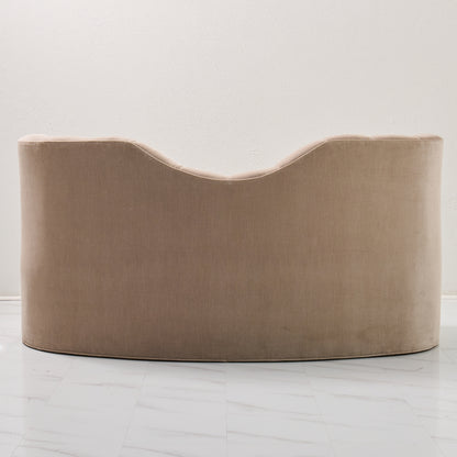 72" L Curved Loveseat Channeled Banquette