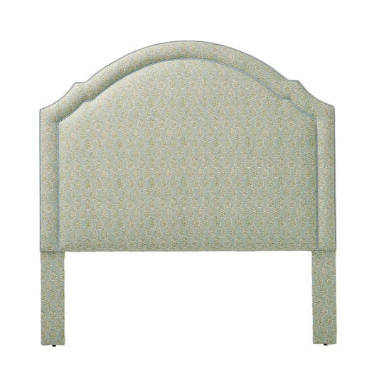 65” H Queen Headboard Only - Perry Floral Green - Sky Blue Trim