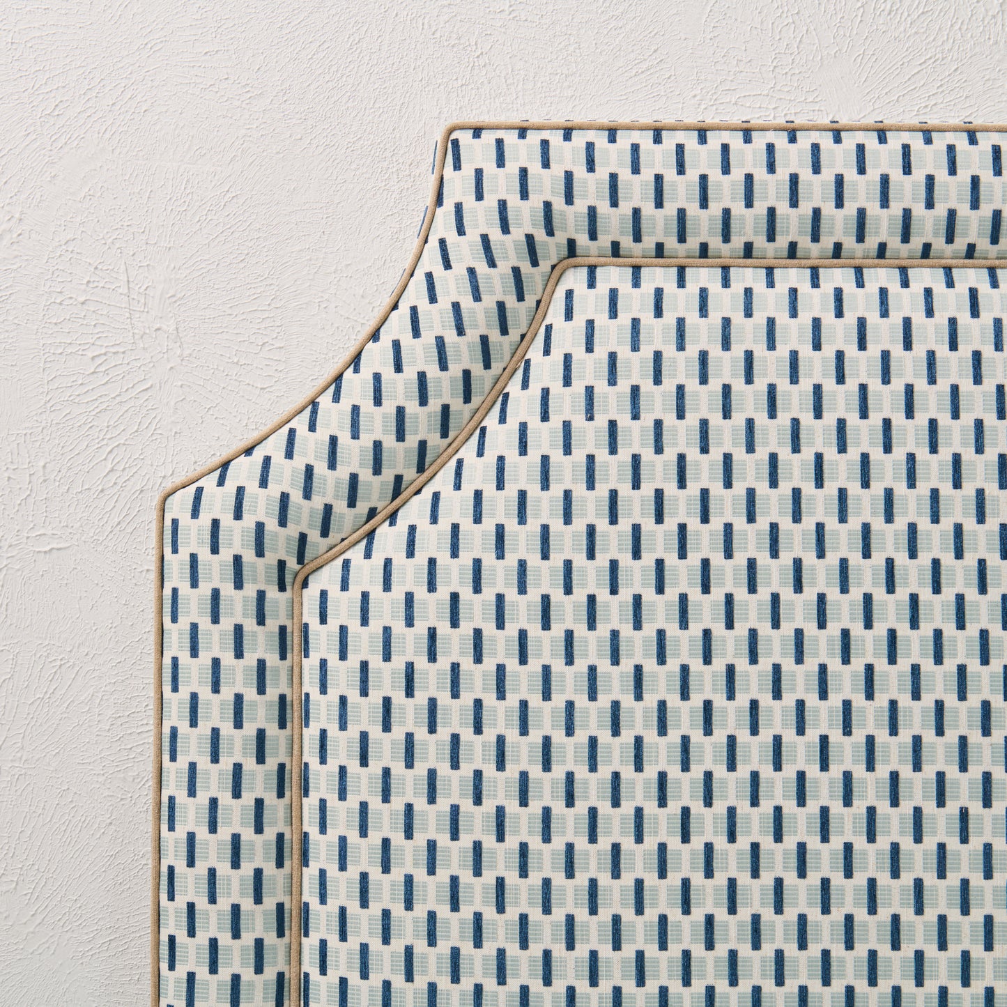 The Addison Queen Headboard - Chenille Jacquard - Mushroom Trim