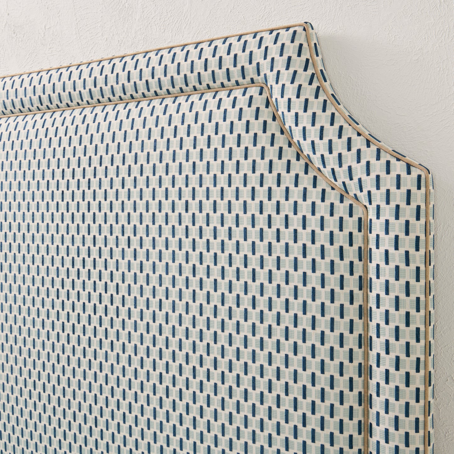 The Addison Queen Headboard - Chenille Jacquard - Mushroom Trim