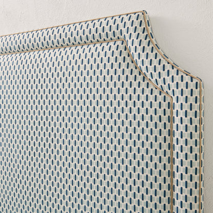 The Addison Queen Headboard - Chenille Jacquard - Mushroom Trim