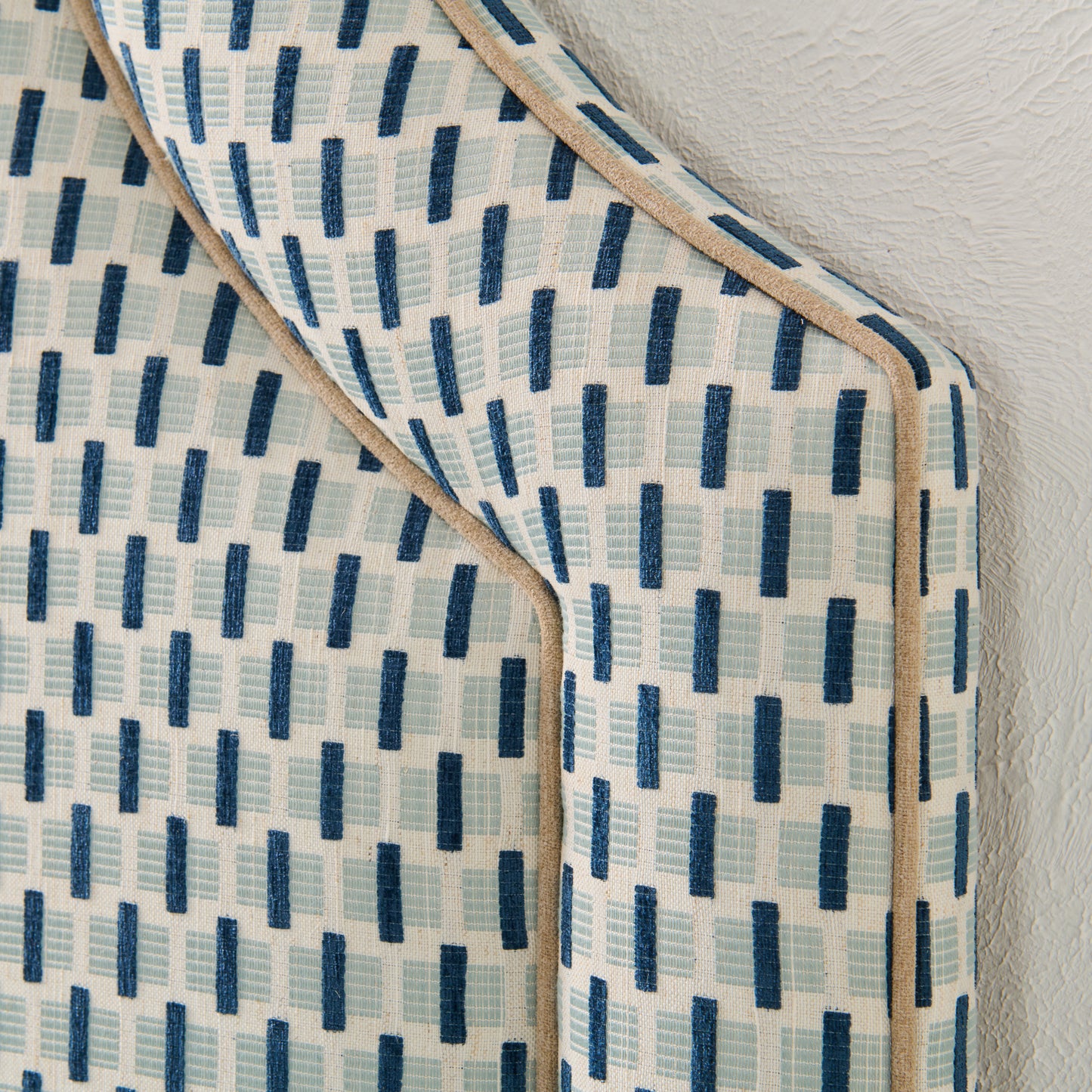 The Addison Queen Headboard - Chenille Jacquard - Mushroom Trim