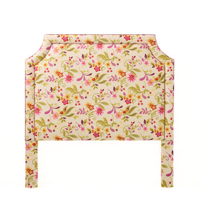 The Addison Queen Headboard - Fabricut Floral Orchid Fabric - Lavender Trim