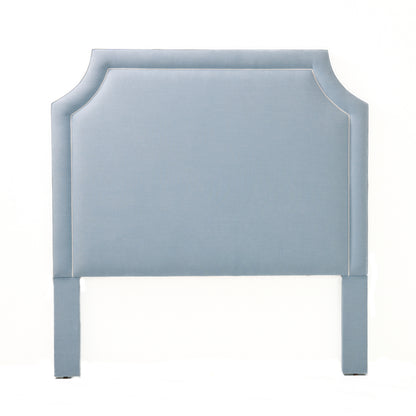 The Addison Queen Headboard - Sky Blue Woven Fabric - White Trim