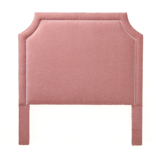 The Addison Queen Headboard -  Petal Pink Fabric - White Trim