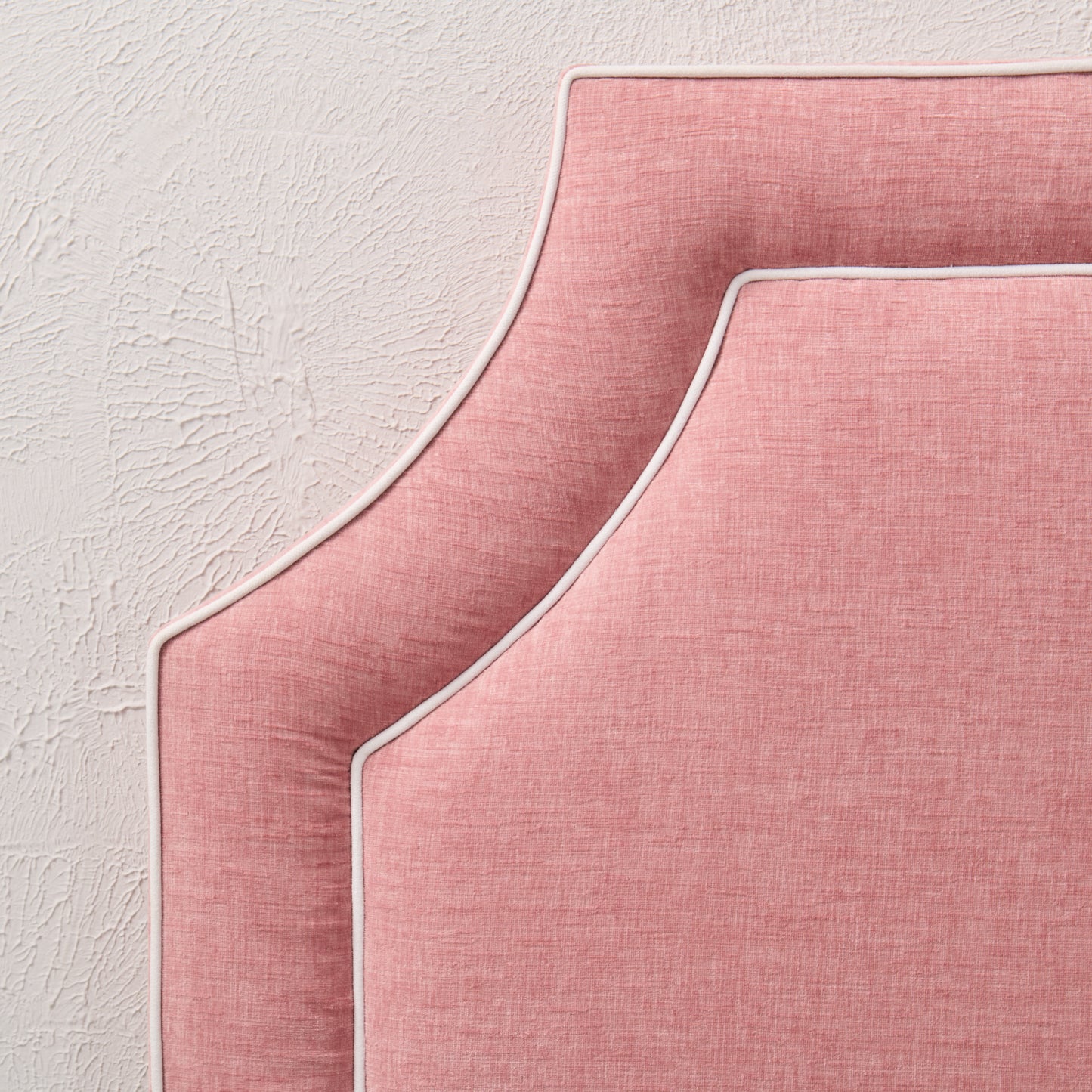 The Addison Queen Headboard -  Petal Pink Fabric - White Trim