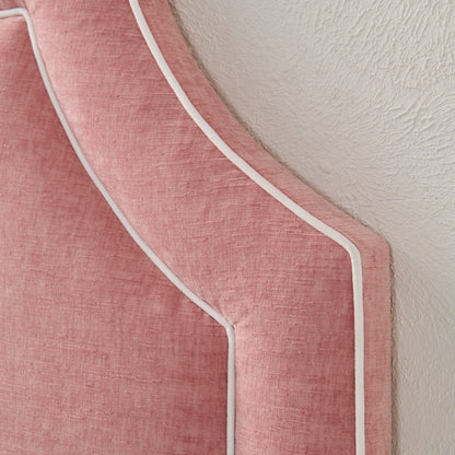 The Addison Queen Headboard -  Petal Pink Fabric - White Trim