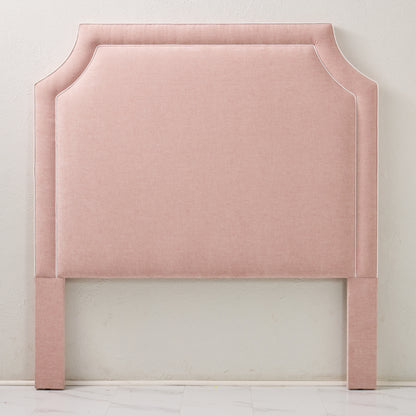 65" H Queen Headboard Pale Pink Performance Fabric - White Trim