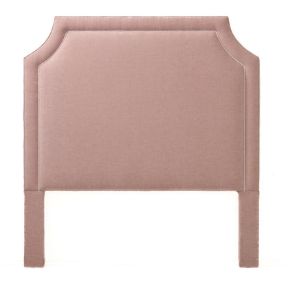 65" H Queen Headboard Pale Pink Performance Fabric - White Trim