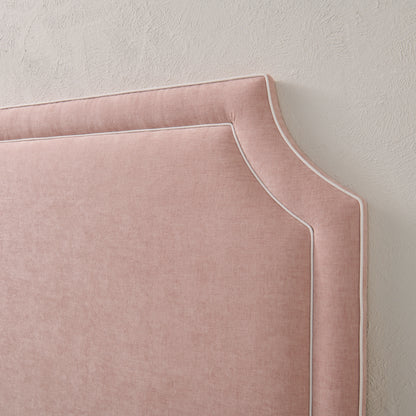65" H Queen Headboard Pale Pink Performance Fabric - White Trim