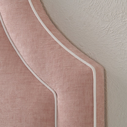 65" H Queen Headboard Pale Pink Performance Fabric - White Trim