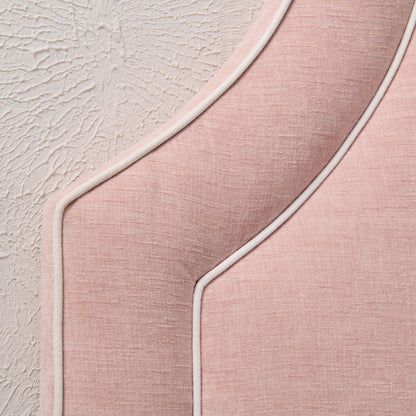65" H Queen Headboard Pale Pink Performance Fabric - White Trim