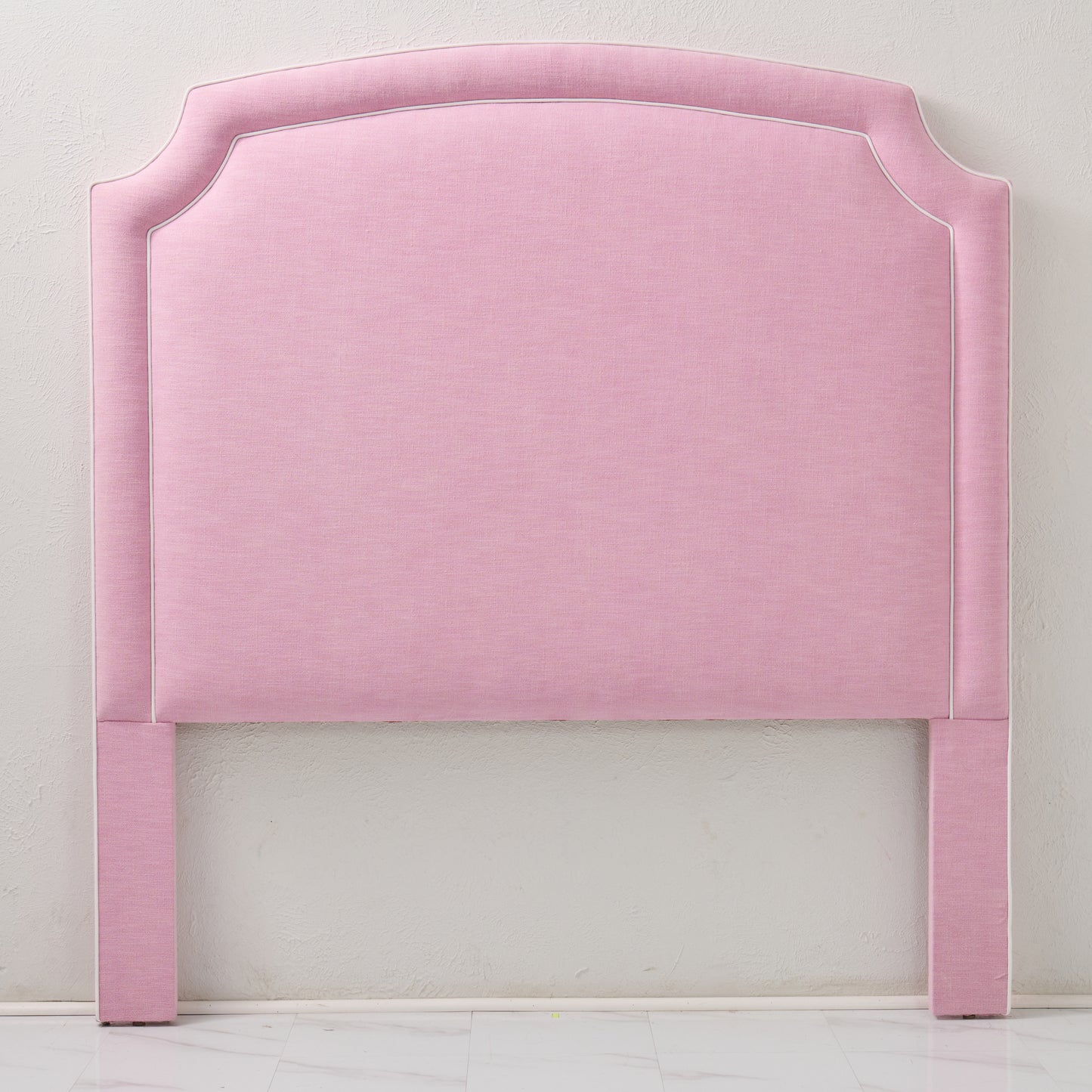 The Aliana Queen Headboard - Soft Plum Fabric- White Trim