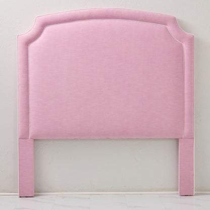 The Aliana Queen Headboard - Soft Plum Fabric- White Trim