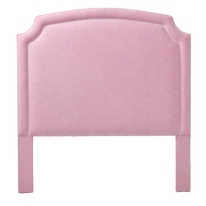 The Aliana Queen Headboard - Soft Plum Fabric- White Trim