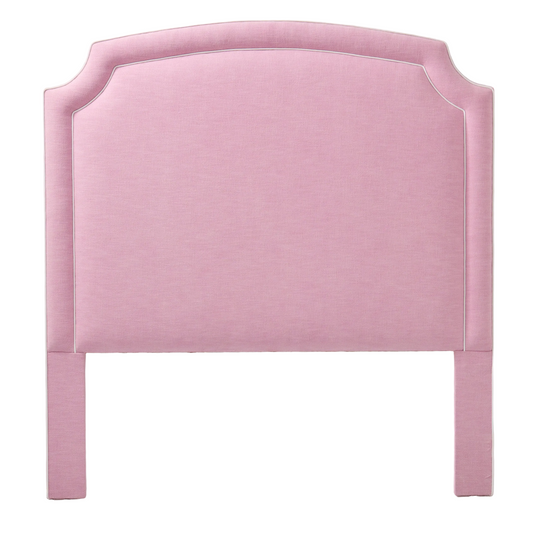 The Aliana Queen Headboard - Soft Plum Fabric- White Trim