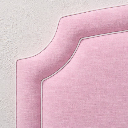 The Aliana Queen Headboard - Soft Plum Fabric- White Trim