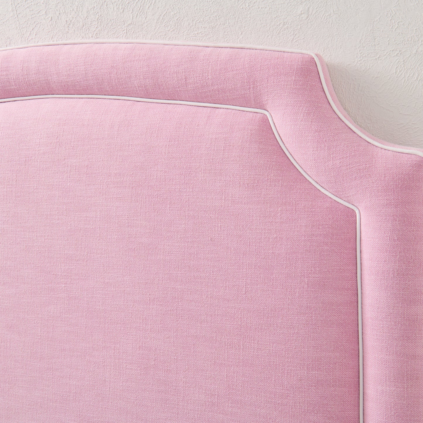 The Aliana Queen Headboard - Soft Plum Fabric- White Trim