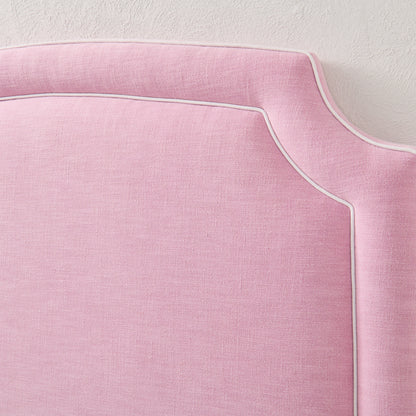 The Aliana Queen Headboard - Soft Plum Fabric- White Trim