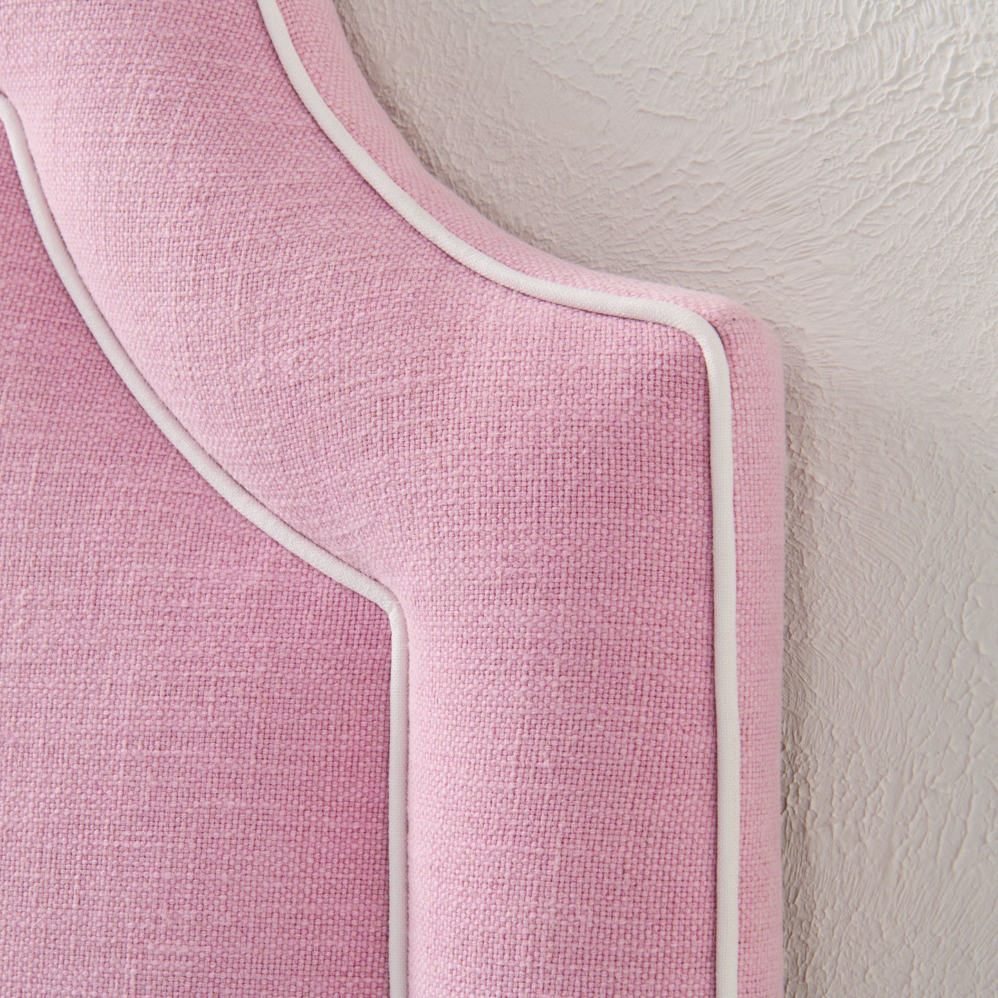 The Aliana Queen Headboard - Soft Plum Fabric- White Trim