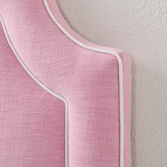 The Aliana Queen Headboard - Soft Plum Fabric- White Trim