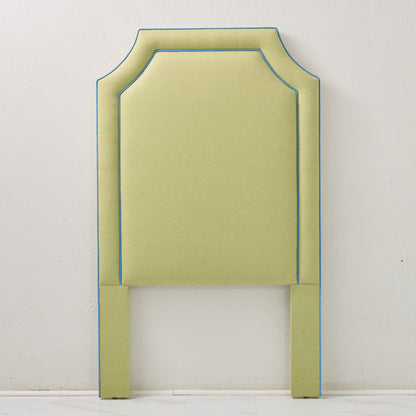 The Addison Twin Headboard -  Lime Green Linen Fabric - Blue Trim