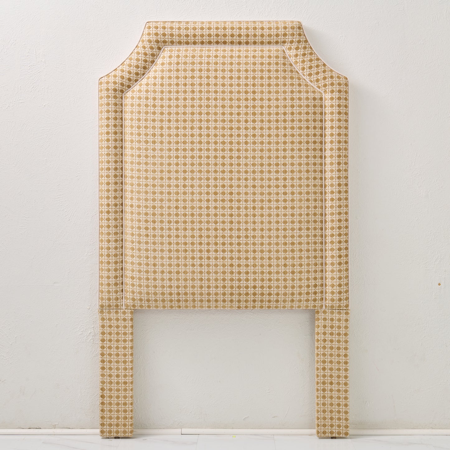 The Addison Twin Headboard - Kravet Camel Couture Fabric - Cream Trim