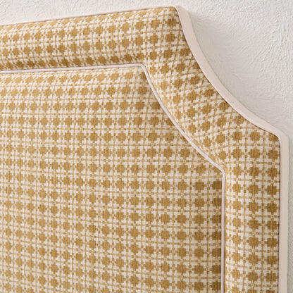 The Addison Twin Headboard - Kravet Camel Couture Fabric - Cream Trim