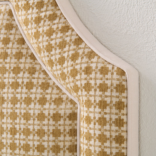 The Addison Twin Headboard - Kravet Camel Couture Fabric - Cream Trim