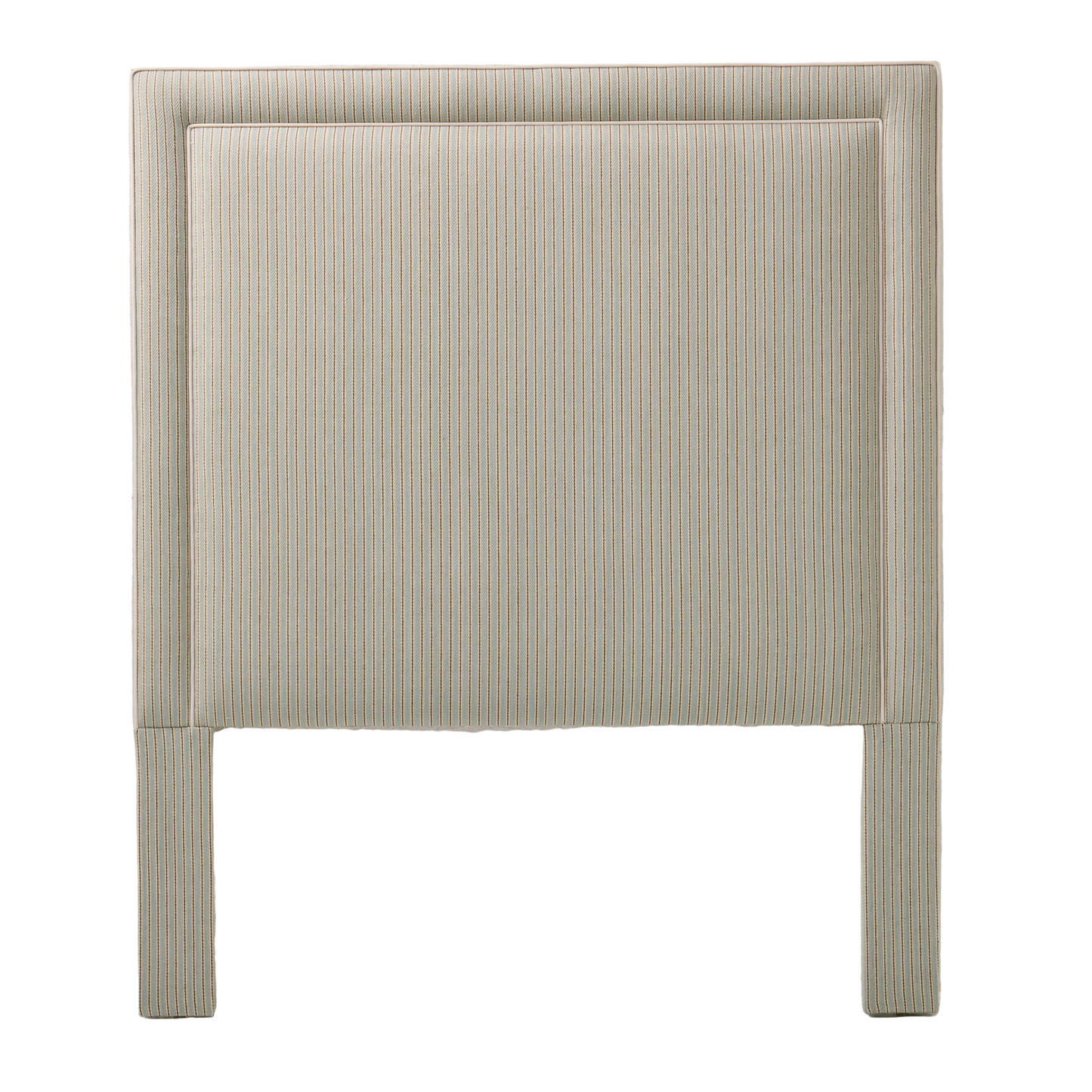 The Jacob Queen Headboard - Stripe Grey Blue Fabric - White Trim
