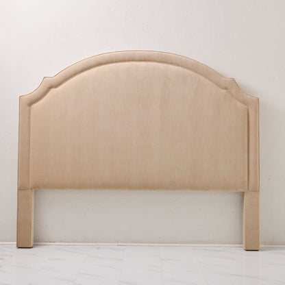 The Grace King Headboard - Champagne Velvet Fabric - Self Welted