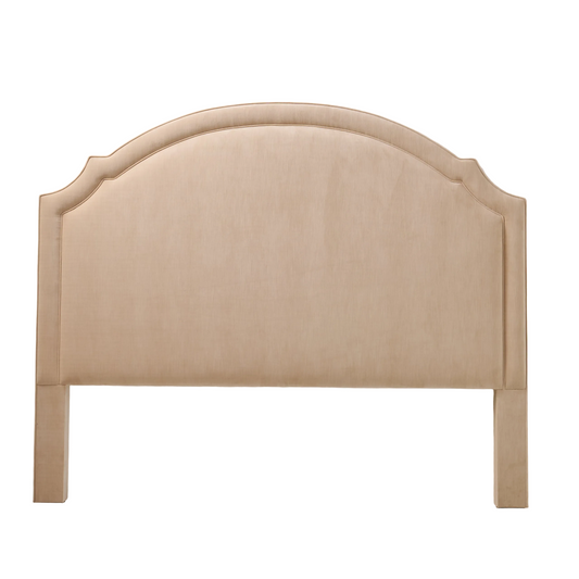 The Grace King Headboard - Champagne Velvet Fabric - Self Welted