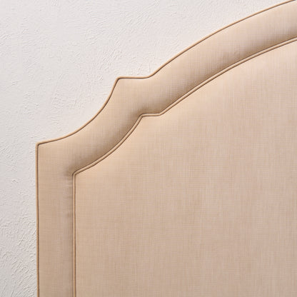 The Grace King Headboard - Champagne Velvet Fabric - Self Welted