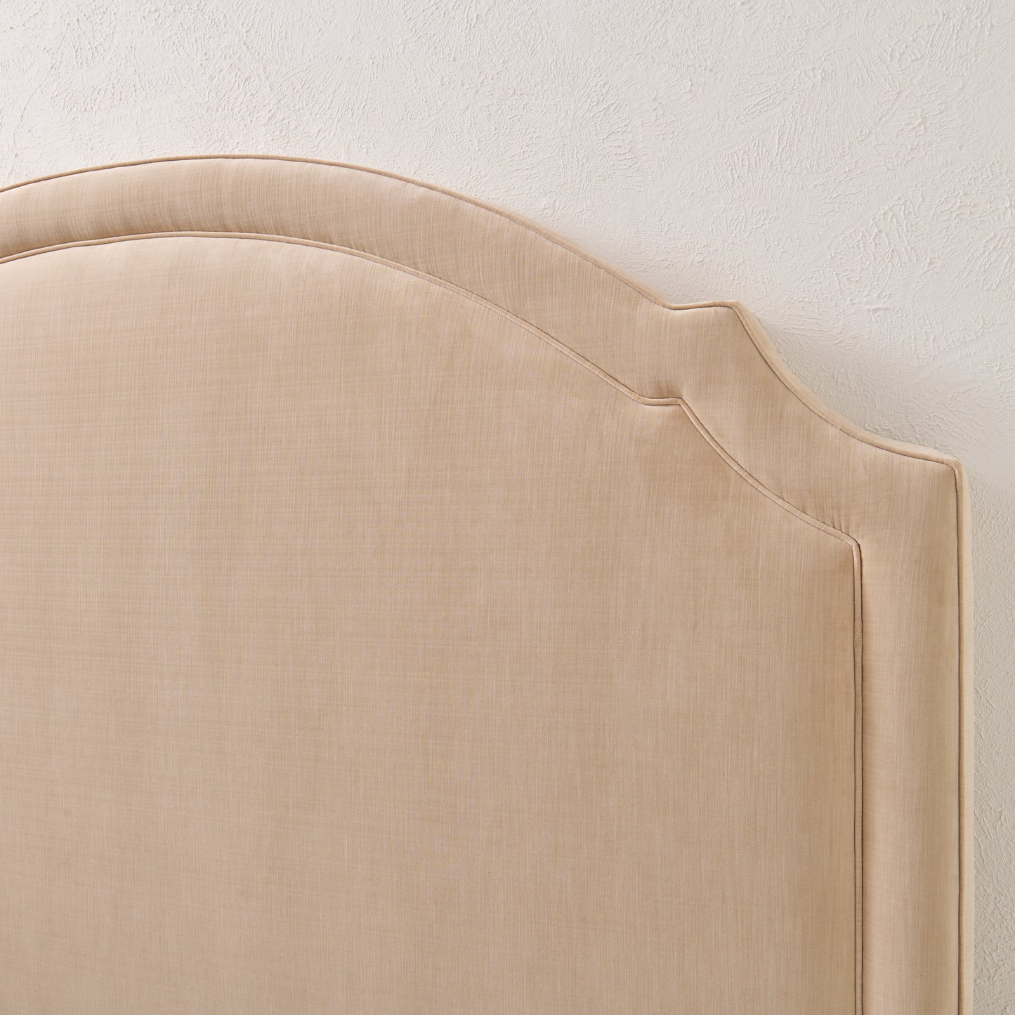 The Grace King Headboard - Champagne Velvet Fabric - Self Welted