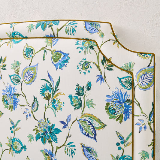 The Aliana King Headboard - Fabricate Floral Bouquet Fabric - Contrast Trim