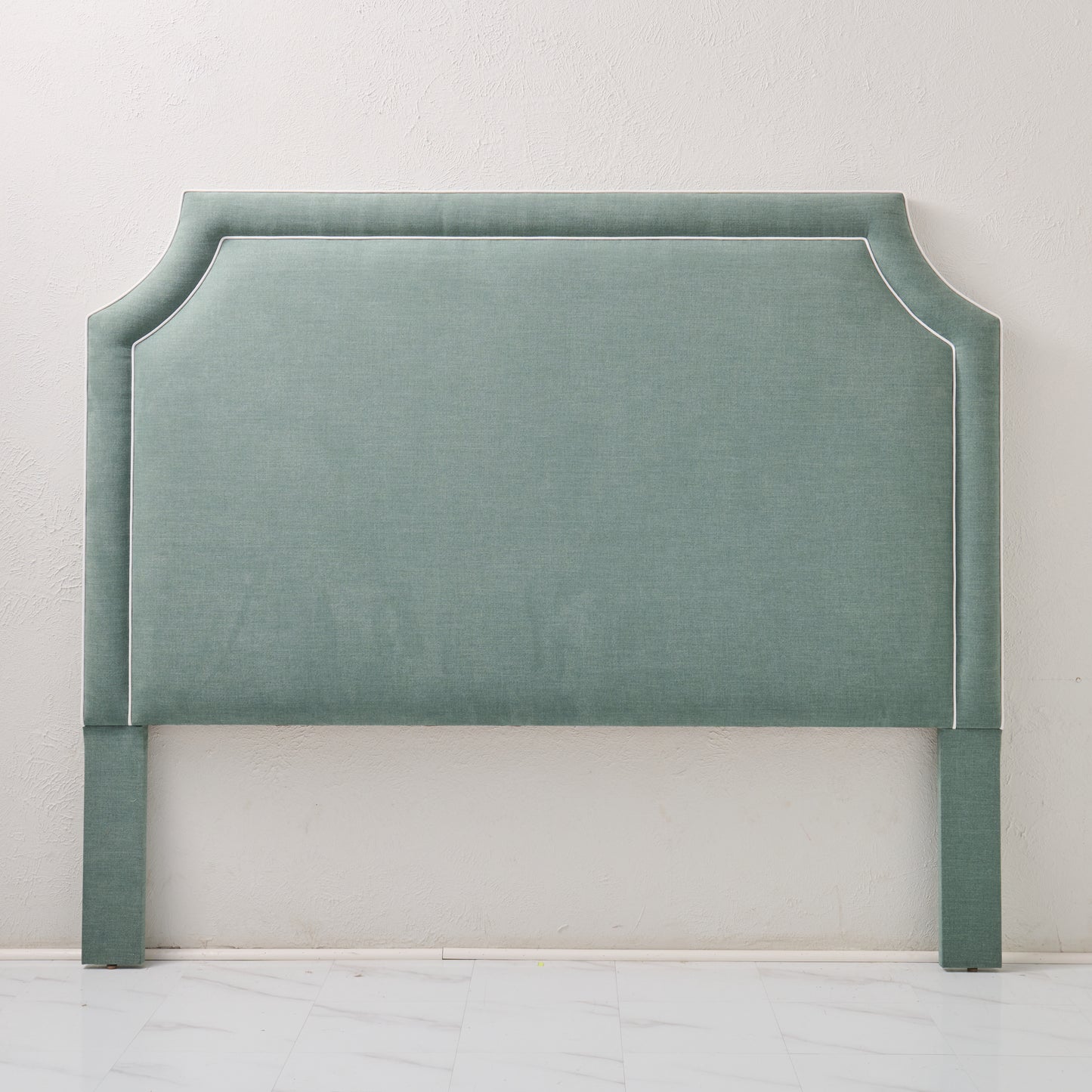 The Addison King Headboard - Sage Woven Fabric - White Trim