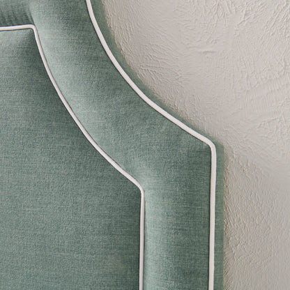 The Addison King Headboard - Sage Woven Fabric - White Trim