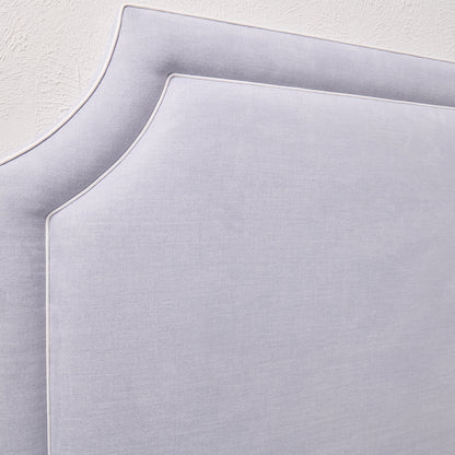 The Addison King Headboard -  Smoke Gray Woven Fabric - White Trim