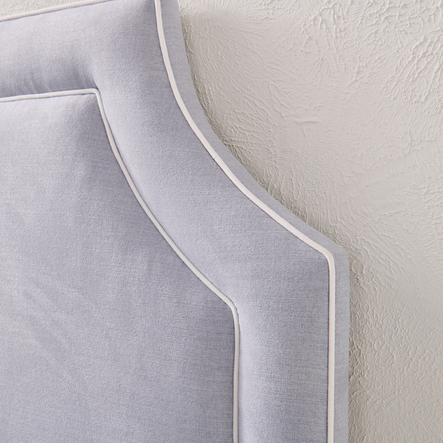 The Addison King Headboard -  Smoke Gray Woven Fabric - White Trim