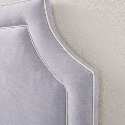 The Addison King Headboard -  Smoke Gray Woven Fabric - White Trim