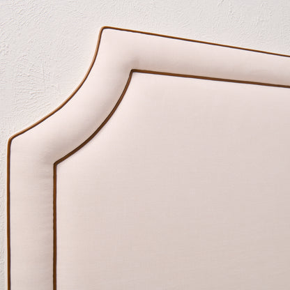 The Addison King Headboard - Cream Woven Fabric - Brown Leather Trim