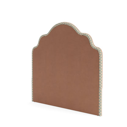 The Rachel Queen Headboard -  Sophia Gold/Moss Lillian August Fabric - Papaya Trim