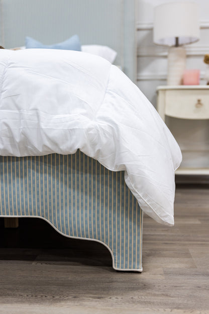 The Addison Twin Bed - Schumacher Stripe Blue Fabric - White Trim