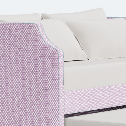 The Addison Twin Trundle Daybed - Lavender Textured Fabric - Sky Blue Trim