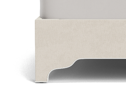The Addison King Bed - Scalloped Legs - Oatmeal Woven Fabric - White Trim