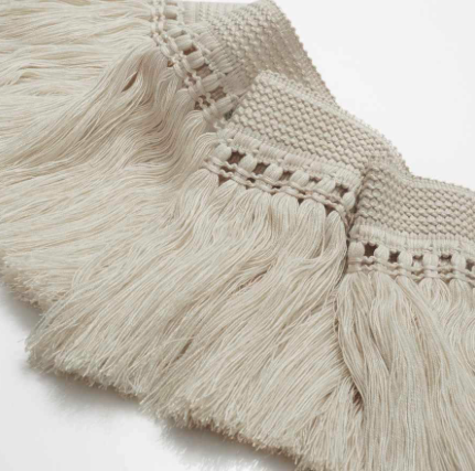 84"L Sofa in Performance Navy Velvet with Bullion Fringe