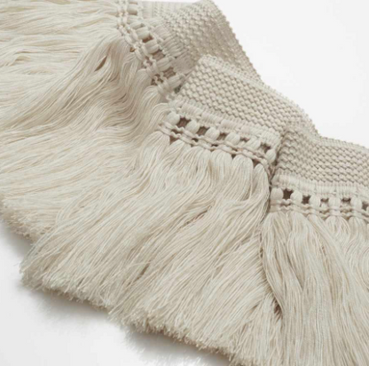 84"L Sofa in Performance Navy Velvet with Bullion Fringe