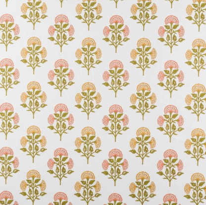 The Aliana Queen Bed - Scalloped Legs - FARAH CORAL/YELLOW - Papaya Trim
